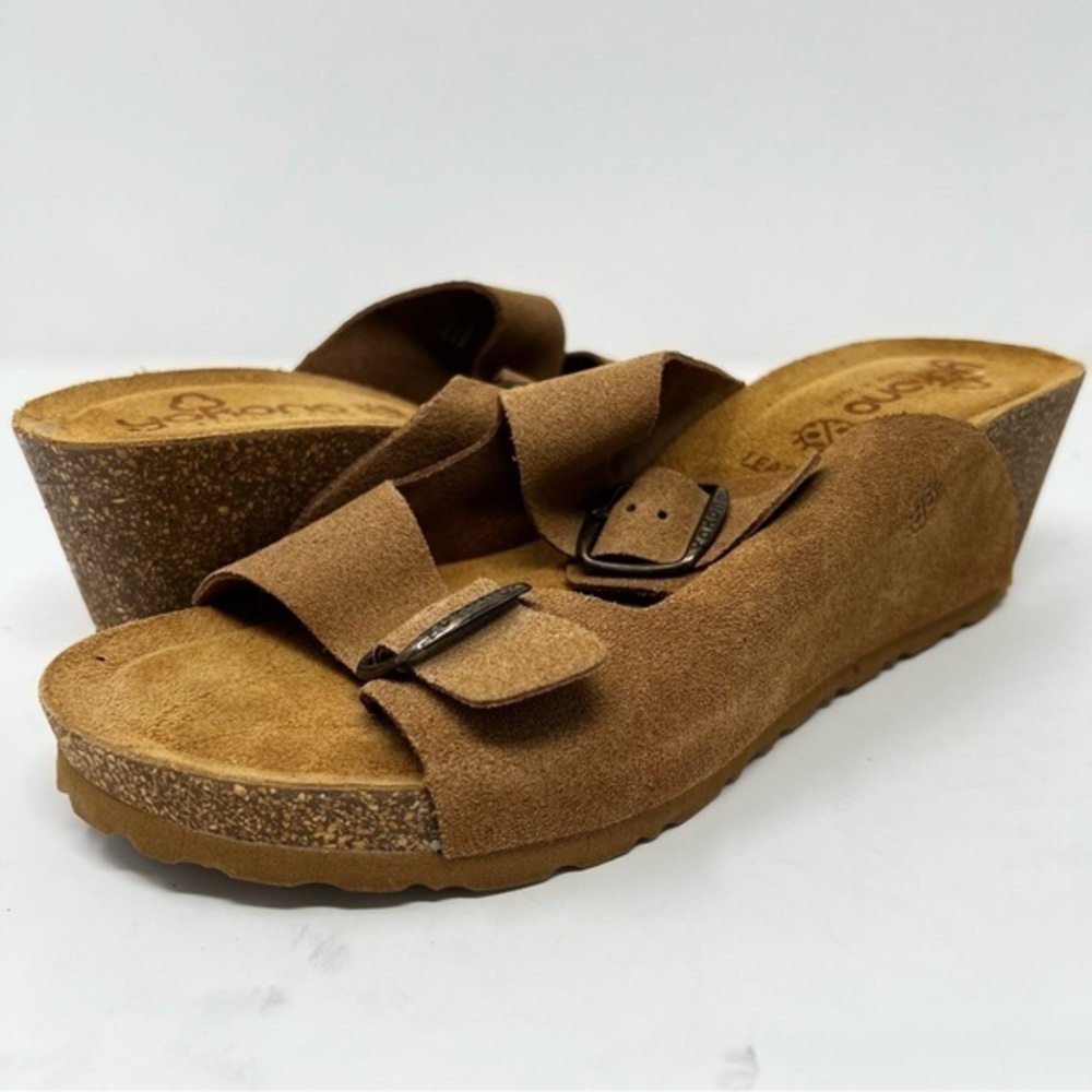 Yokono Stylish Brown Suede Wedge Sandals